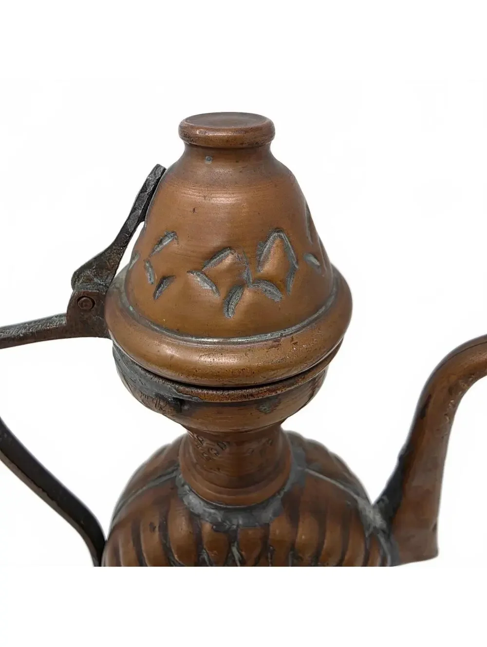 Vintage Egyptian Copper Scarab Coffee Pot Handmade Ewer 7.75 Inch